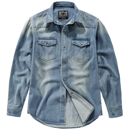 Men's Long Sleeve Slim Fit Denim Shirt