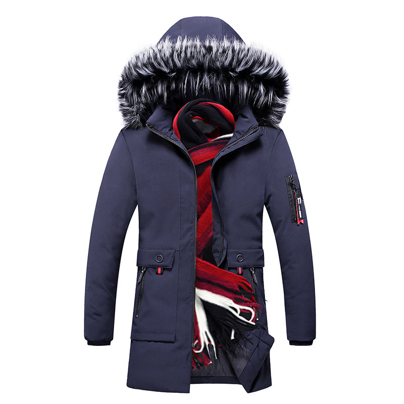 Men's fur collar hooded down jacket