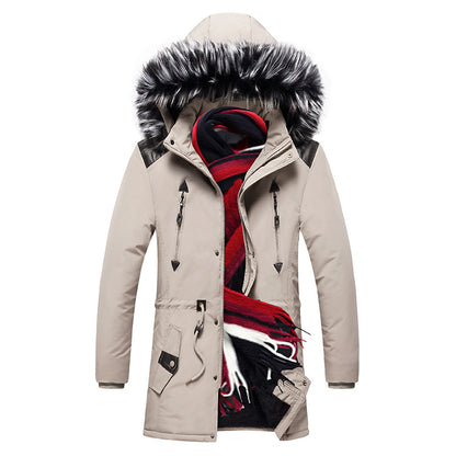 Men's fur collar hooded down jacket