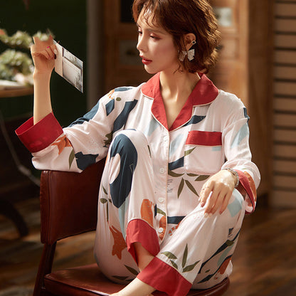 Long sleeve spring and autumn cardigan pajamas