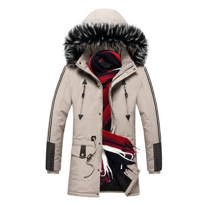 Men's fur collar hooded down jacket