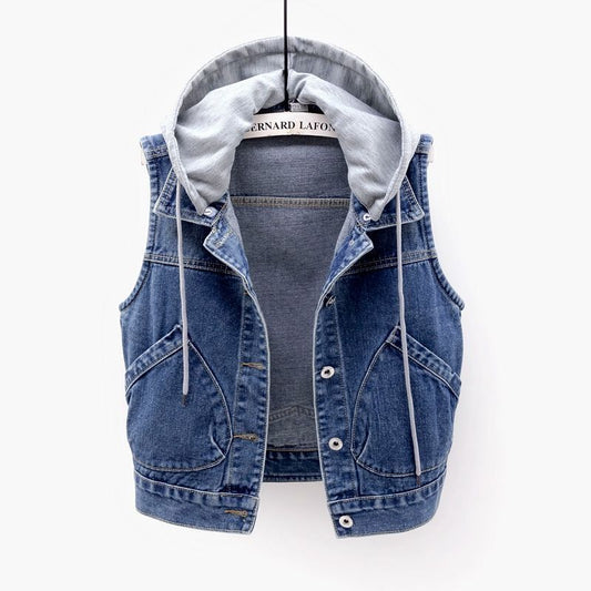 Women's Denim Vest Short All-match Loose-fitting Outer Vest Vest Jacket Waistcoat Top