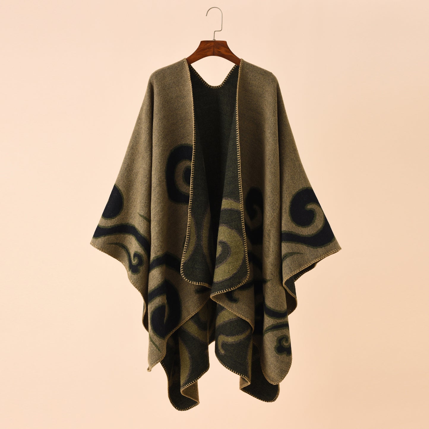 European And American Street Auspicious Clouds Pattern Herringbone Cashmere Warm Shawl