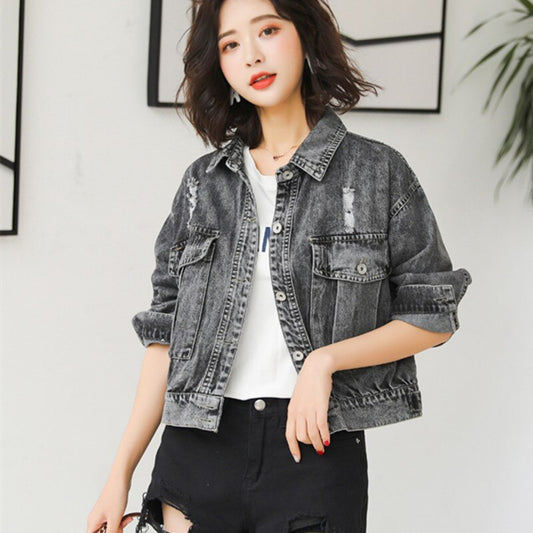 Denim Loose Jjacket Chic Denim Jacket Was Thin College Style