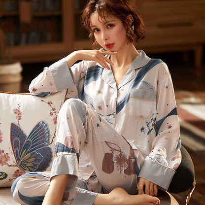 Long sleeve spring and autumn cardigan pajamas