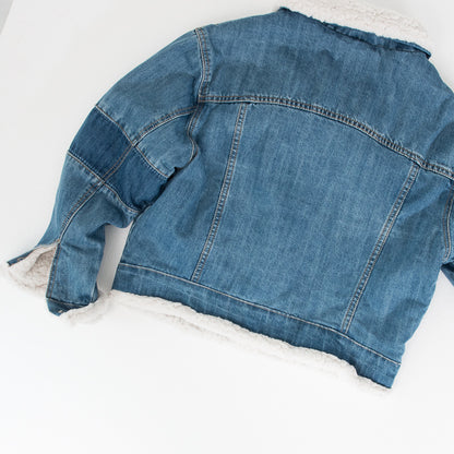 Lamb hair denim jacket female short section thick denim jacket