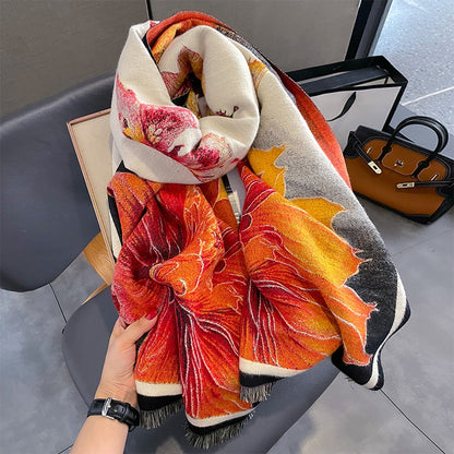 Autumn And Winter Duplex Printing Thickened Artificial Cashmere Scarf