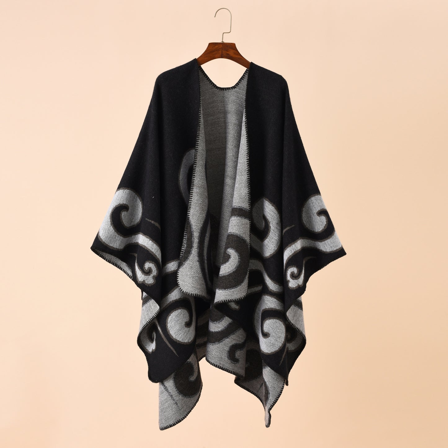 European And American Street Auspicious Clouds Pattern Herringbone Cashmere Warm Shawl