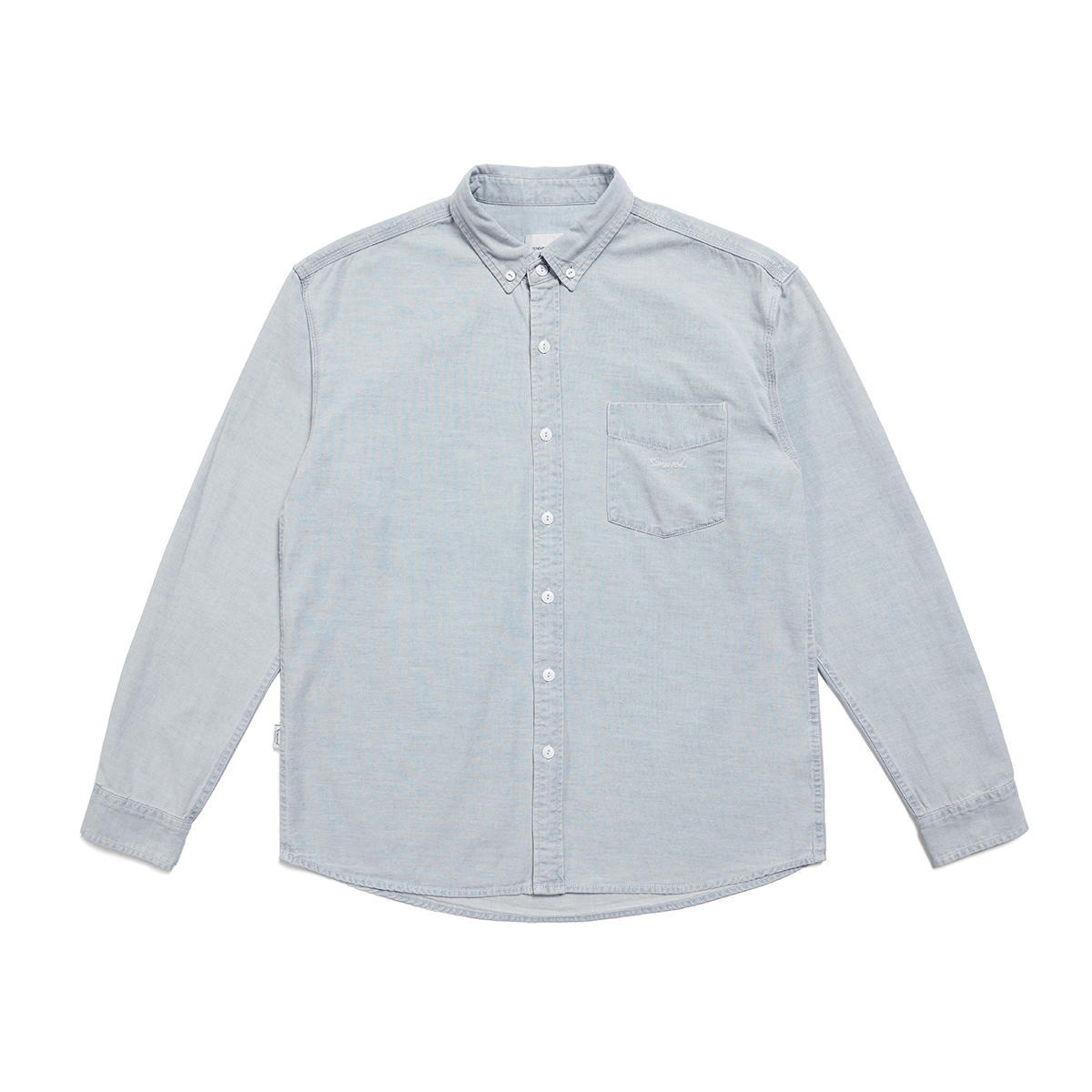 Men's Chest Pocket Embroidered Vintage Denim Long Sleeve Shirt