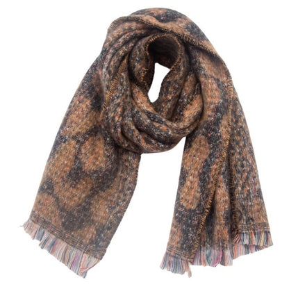 European And American Men's And Women's Jacquard Short Beard Leopard Scarf