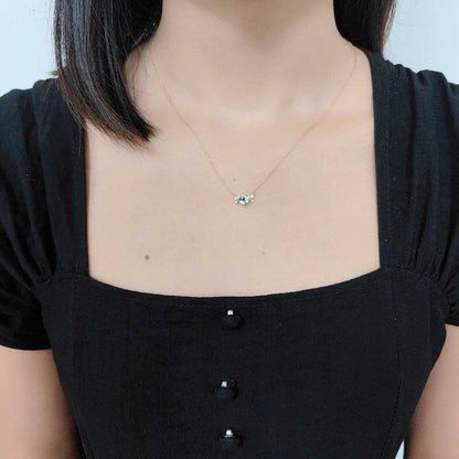 Women's S925 Sterling Silver Square Gem Necklace