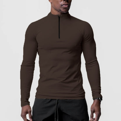 High Collar Half Zipper Training Long Sleeve T-shirt Running Top Fashion