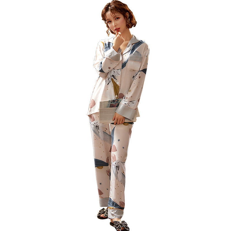 Long sleeve spring and autumn cardigan pajamas