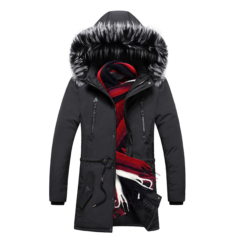 Men's fur collar hooded down jacket