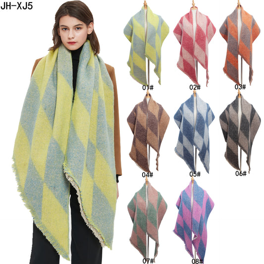 European And American Yarn Rhombus Twill Scarf