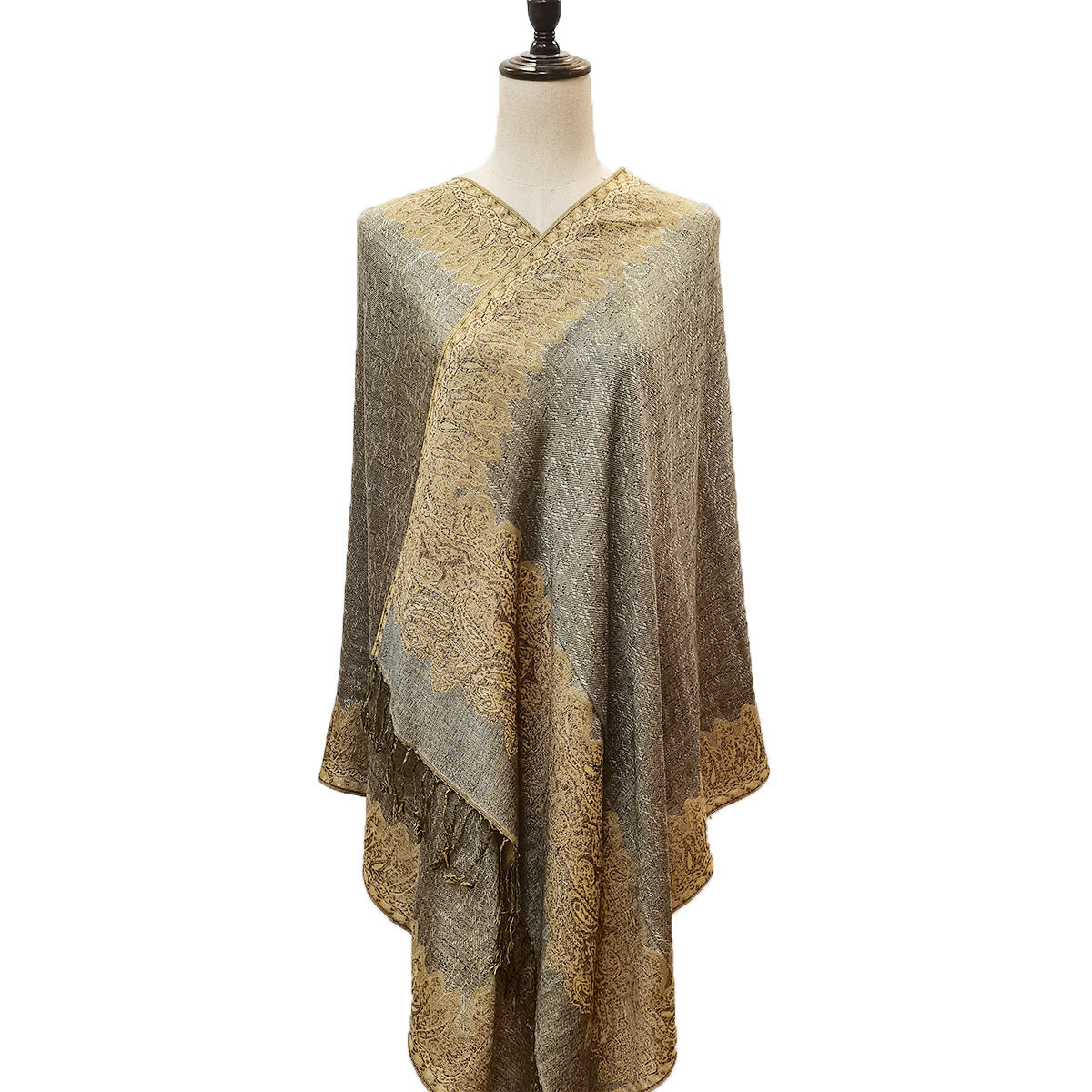 Classic Cashmere-like Fashion Jacquard Cashew Tassel Scarf