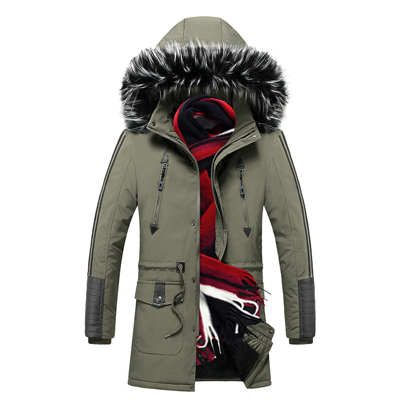 Men's fur collar hooded down jacket