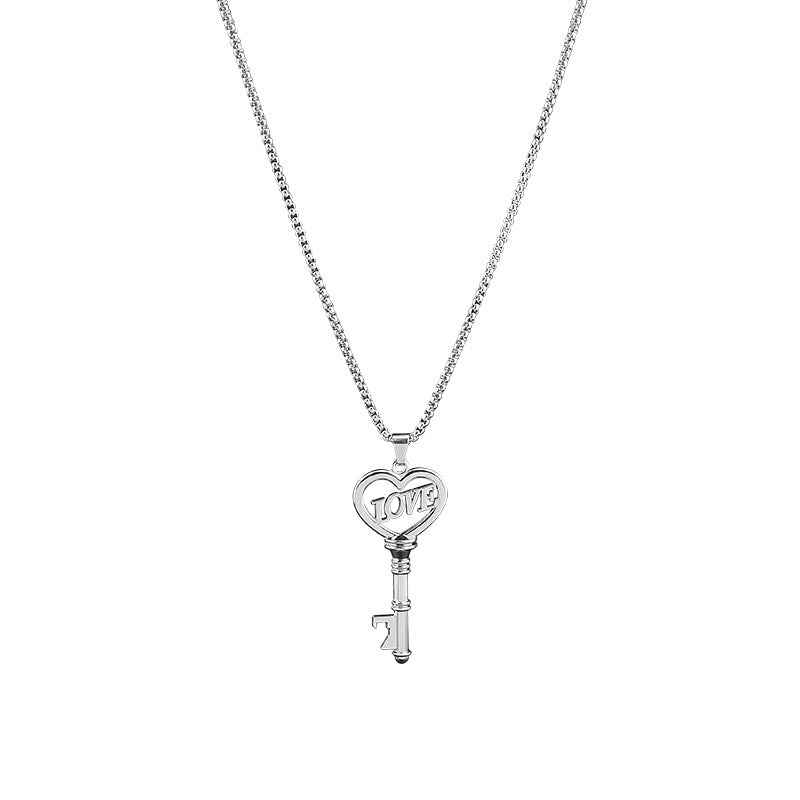 Stainless Steel  Sweet Heart Key Pendants Choker Chain Korean Fashion Jewelry For Women Jewelry Gifts