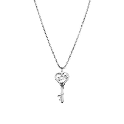 Stainless Steel  Sweet Heart Key Pendants Choker Chain Korean Fashion Jewelry For Women Jewelry Gifts