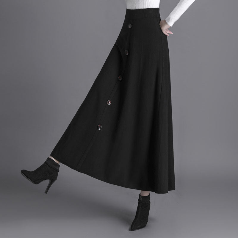 Knitted Pleated Thick Umbrella Skirt For Women