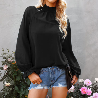 Women's Solid Color Loose Pullover Long Sleeve  T-Shirt