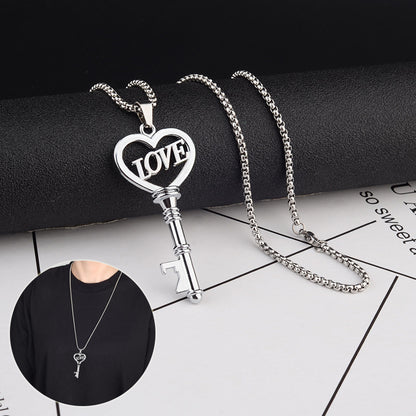 Stainless Steel  Sweet Heart Key Pendants Choker Chain Korean Fashion Jewelry For Women Jewelry Gifts