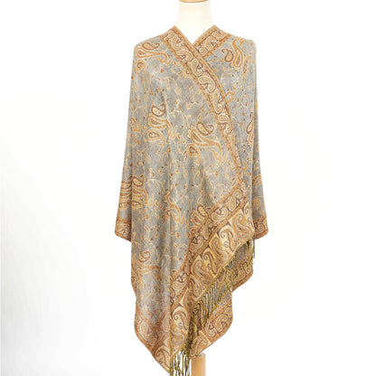 Classic Cashmere-like Fashion Jacquard Cashew Tassel Scarf