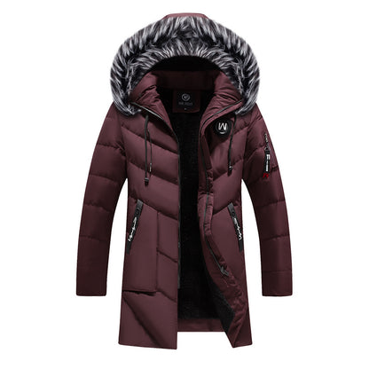 Men's fur collar hooded down jacket