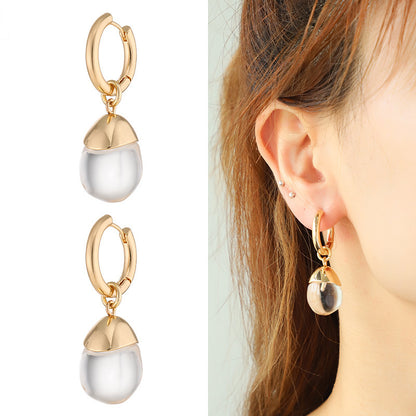 Alloy Spot Drill Transparent Resin Earrings For Women