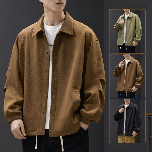 Casual Lapel Button Jacket Men Fashion Versatile Pocket Outwear Tops