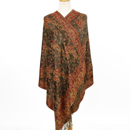 Classic Cashmere-like Fashion Jacquard Cashew Tassel Scarf