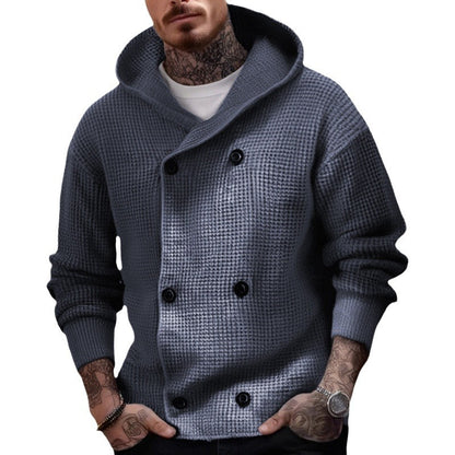 Double Breasted Thickened Hooded Sweater Coat