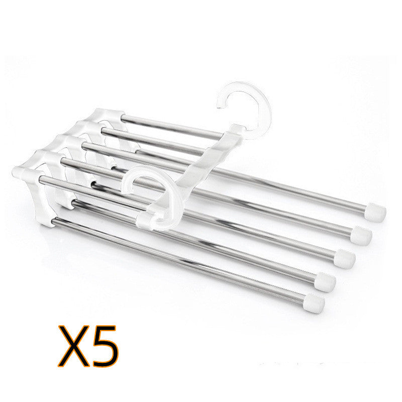 5 In 1 Wardrobe Hanger Multi-functional Clothes Hangers Pants Stainless Steel Magic Wardrobe Clothing Hangers For Clothes Rack