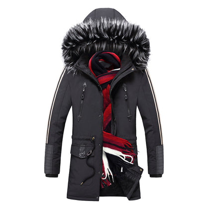 Men's fur collar hooded down jacket