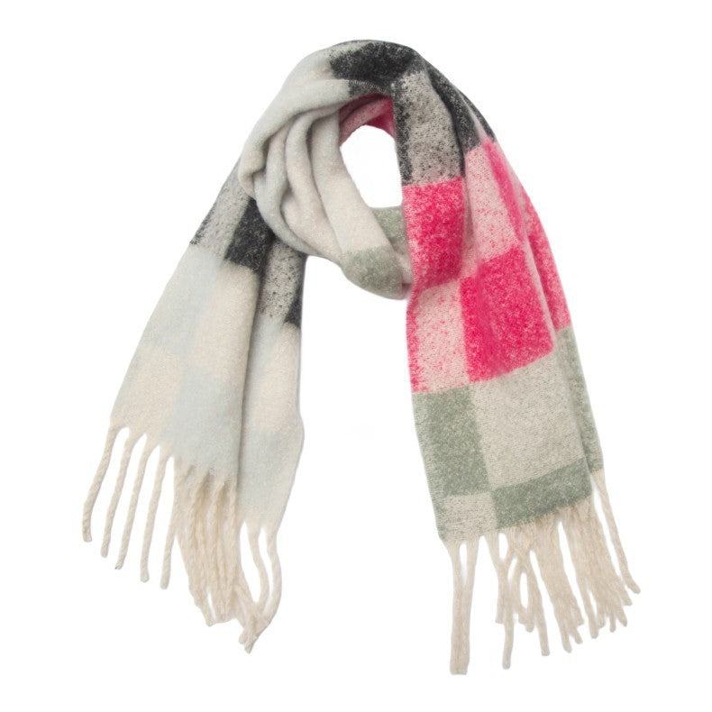 European And American Circle Yarn Tassel Plaid Scarf