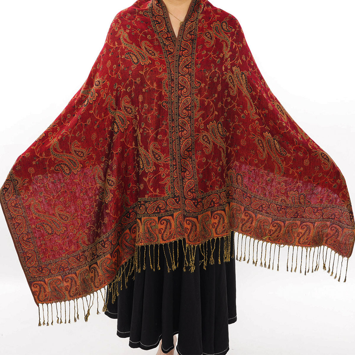 Classic Cashmere-like Fashion Jacquard Cashew Tassel Scarf