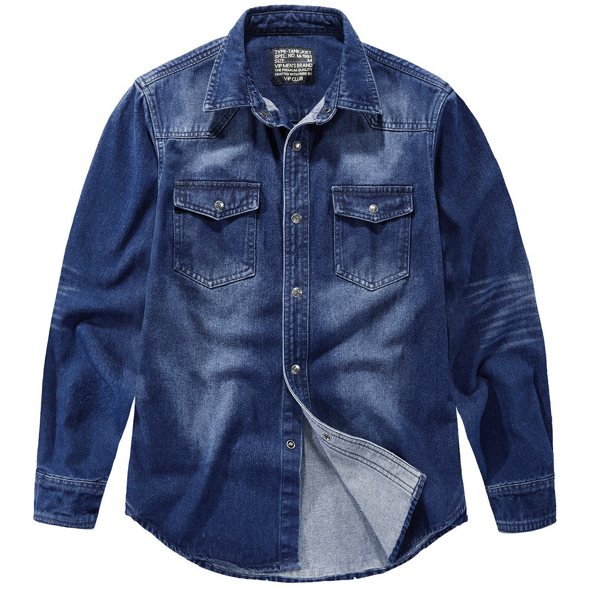 Men's Long Sleeve Slim Fit Denim Shirt