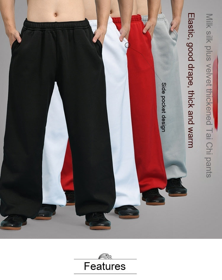 Tai Ji Pants Men's And Women's Autumn And Winter Thickened Fleece-lined