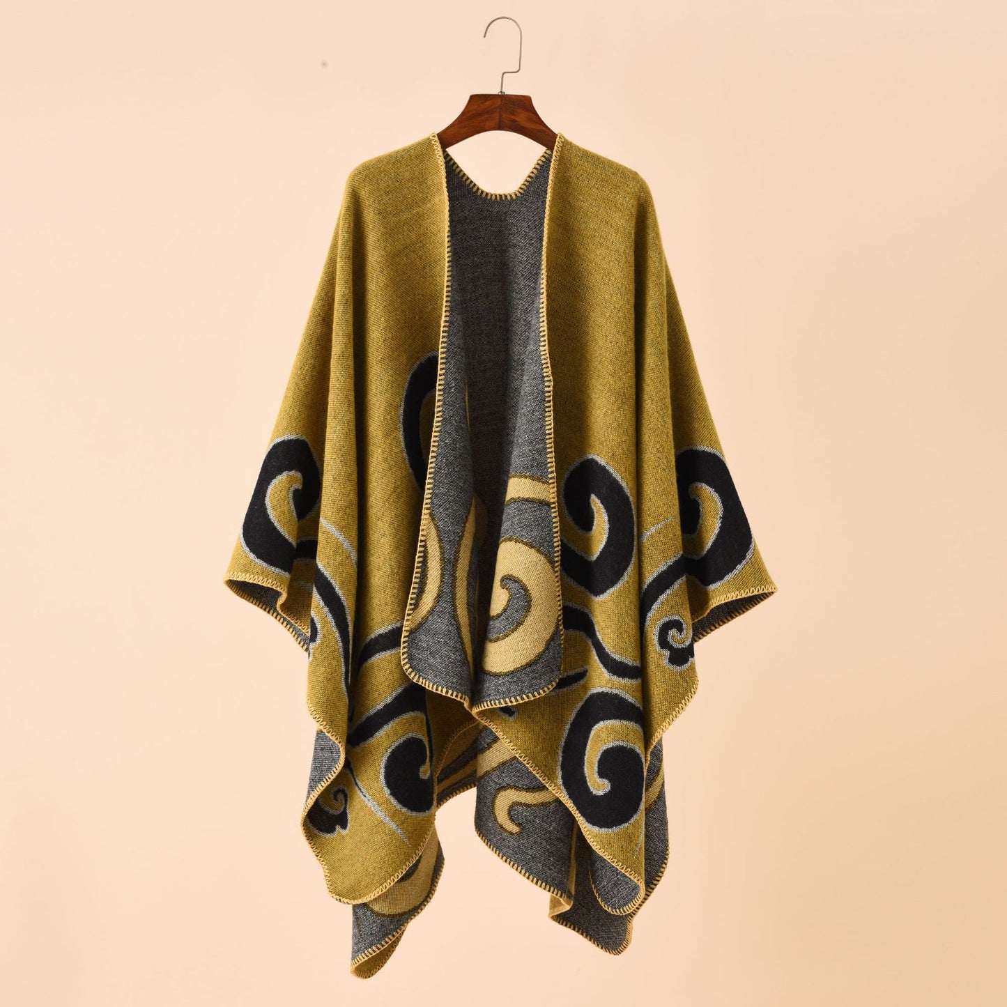 European And American Street Auspicious Clouds Pattern Herringbone Cashmere Warm Shawl