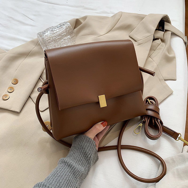 Niche design bag for women new fashion Winter retro soft leather fashion internet popular all-match shoulder bag messenger bag