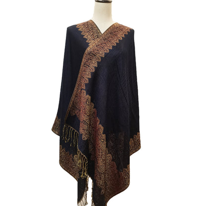 Classic Cashmere-like Fashion Jacquard Cashew Tassel Scarf