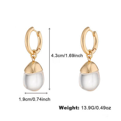 Alloy Spot Drill Transparent Resin Earrings For Women