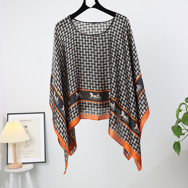 Artificial Silk Pullover Sunscreen Scarf Shawl