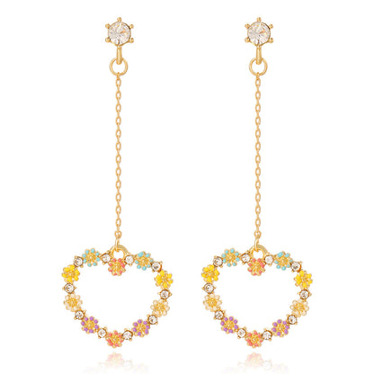 Flower Cluster Love Shining Gorgeous Colorful Oil Necklace Ear Studs