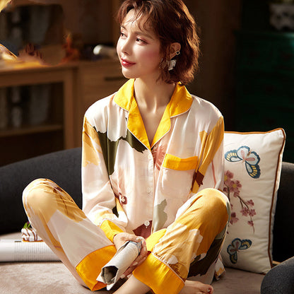 Long sleeve spring and autumn cardigan pajamas