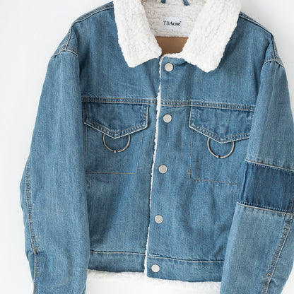 Lamb hair denim jacket female short section thick denim jacket