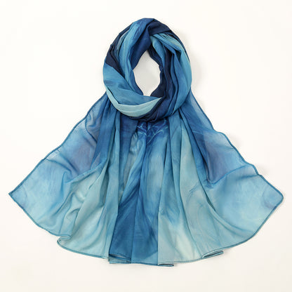 High-grade Watercolor Digital Printing Autumn And Summer Sun Protection Scarf Shawl