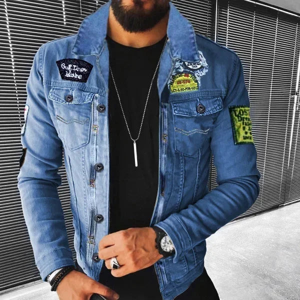 2024 Autumn Winter Men's Imitation Lamb Fleece Thickened Warm Denim Coats Plush Lapel Button Long Sleeve Denim Jackets for Men