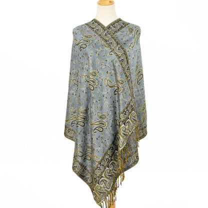 Classic Cashmere-like Fashion Jacquard Cashew Tassel Scarf