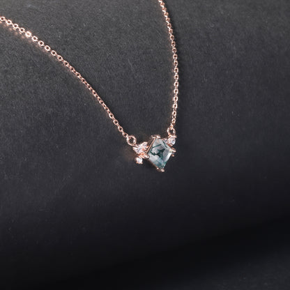 Women's S925 Sterling Silver Square Gem Necklace